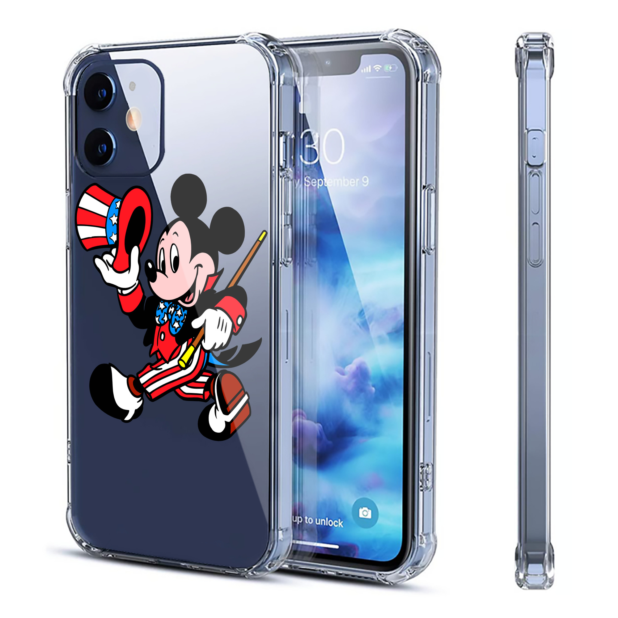 （画像用） ミッキーマウス Mickey Mouse 【iPhone 12シリーズ対応】透明スマホケース（クリアソフトケース）
